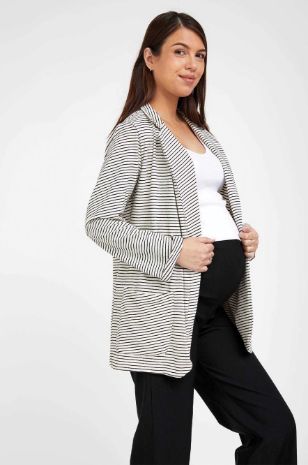 ז'קט להריון ליאו שמנת פס שחור	