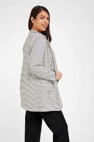 ז'קט להריון ליאו שמנת פס שחור	