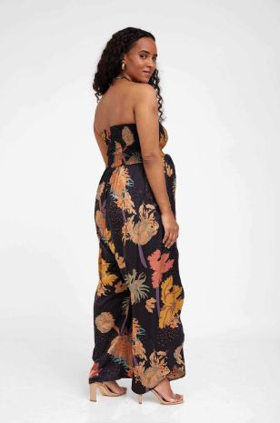 אוברול הריון לני שחור מודפס