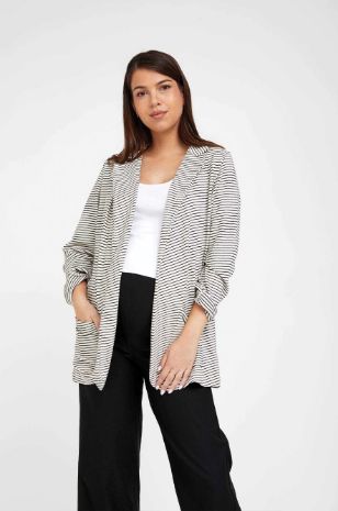 ז'קט להריון ליאו שמנת פס נייבי