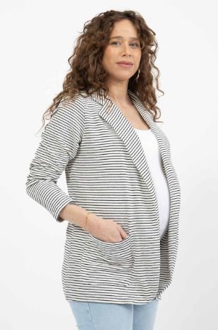 ז'קט להריון ליאו שמנת פס נייבי