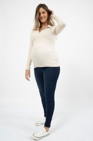 חולצת הריון פולו ש.ארוך שחור