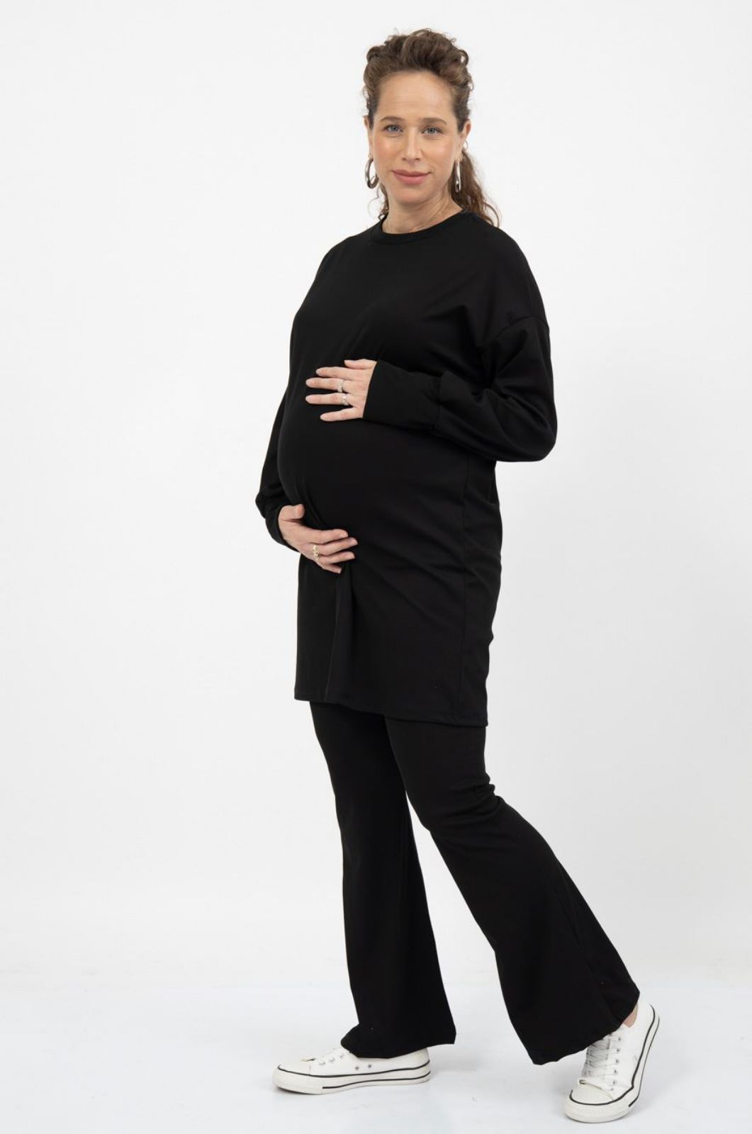 שמלת הריון סוויטשירט ריב שחור