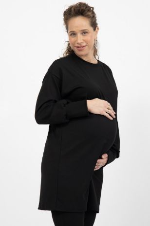 שמלת הריון סוויטשירט ריב שחור