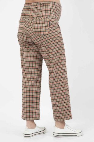 מכנס להריון אדריאן משבצות קאמל