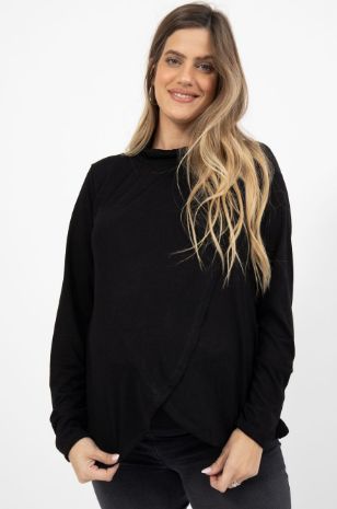 חולצת הריון מעטפת סנדי שחורה	של אבישג ארבל