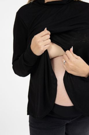 חולצת הריון מעטפת סנדי שחורה	של אבישג ארבל