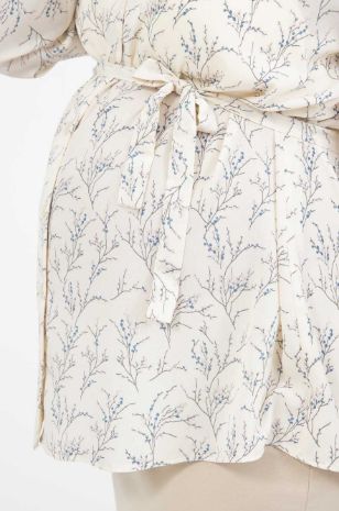 חולצת הריון נינט ש.ארוך שמנת מודפס