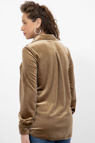 תמונה של חולצת קטיפה להריון ש.ארוך זהב