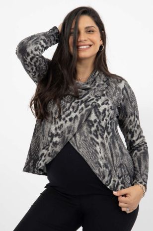 עליונית מעטפת להריון הדפס אפור של אבישג ארבל