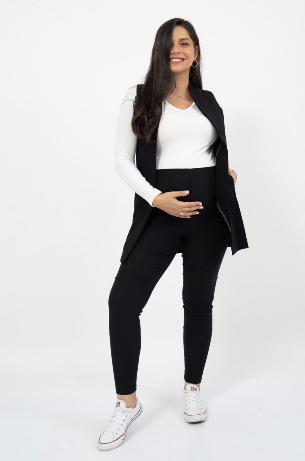 ז'קט נרי להריון ללא שרוול שחור	