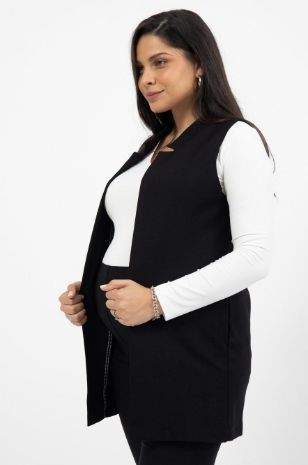 ז'קט נרי להריון ללא שרוול שחור	