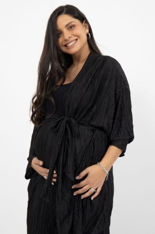 קימונו להריון פליסה שחור של אבישג ארבל