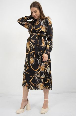 שמלת הריון נפולי שחור מודפס של אבישג ארבל