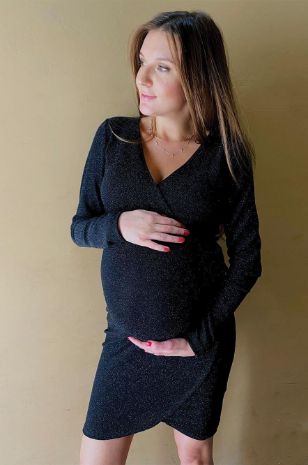 שמלת ערב להריון ש.ארוך אמבר שחורה