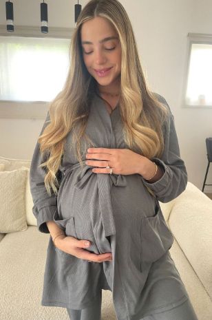 חלוק וופל להריון אפור