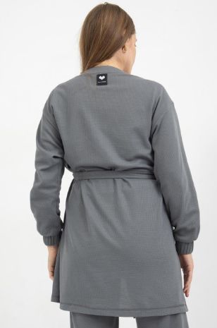 חלוק וופל להריון אפור