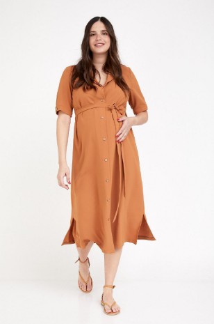 שמלת הריון מכופתרת חרדל של אבישג ארבל