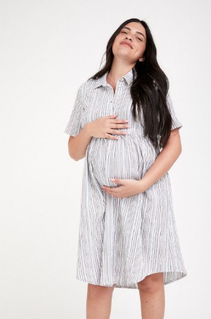 שמלת הריון נטשה שמנת פסים