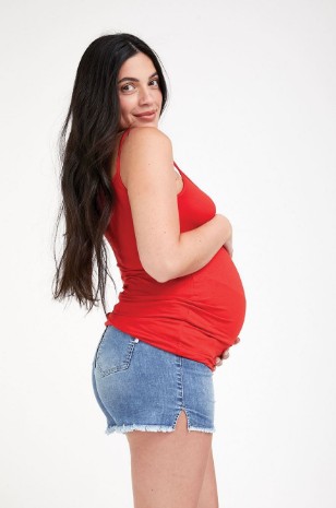 גופיית ספגטי להריון אדום כהה - אבישג ארבל