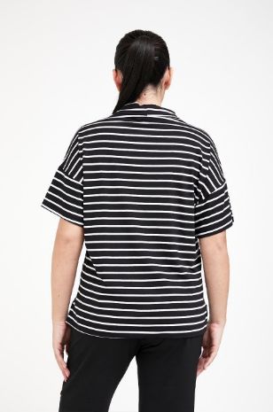 חולצת הריון דובאי שחור פס לבן 