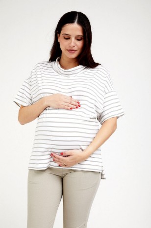 חולצת הריון דובאי שחור פס לבן 