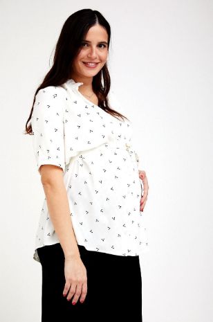חולצת הריון נינט לבן מודפס