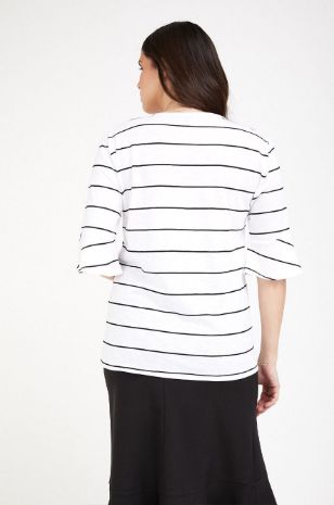 חולצת הריון בקי שמנת פס שחור 