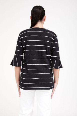 חולצת הריון בקי שחור פס שמנת