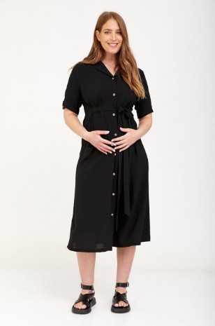 שמלת הריון מכופתרת חרדל של אבישג ארבל