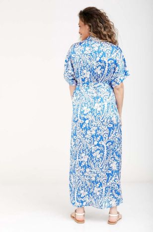 שמלת הריון סטיבי טורקיז שמנת	