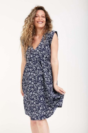 שמלה להריון שרי הדפס כחול לבן	