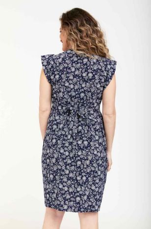 שמלה להריון שרי הדפס כחול לבן	