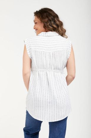 חולצה גברית להריון ש.קצר לבן פס נייבי