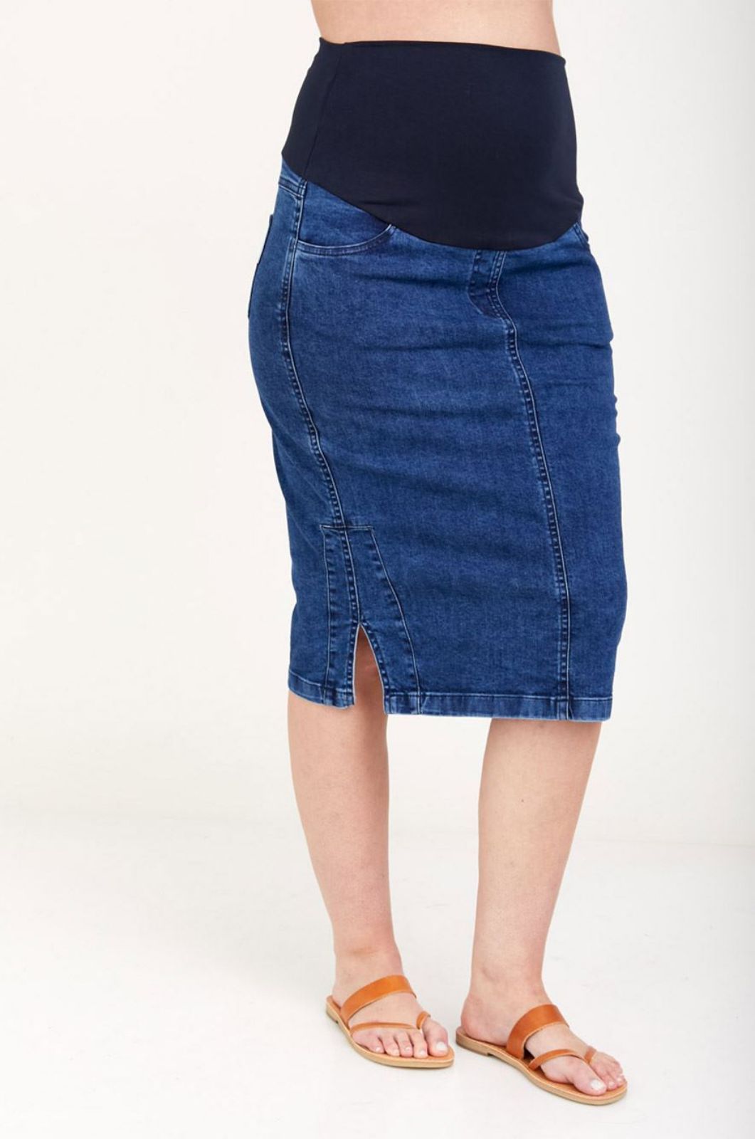 חצאית ג'ינס להריון אמי כחולה