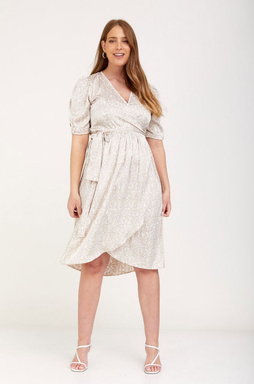 שמלת מעטפת להריון בל שמנת מודפס	