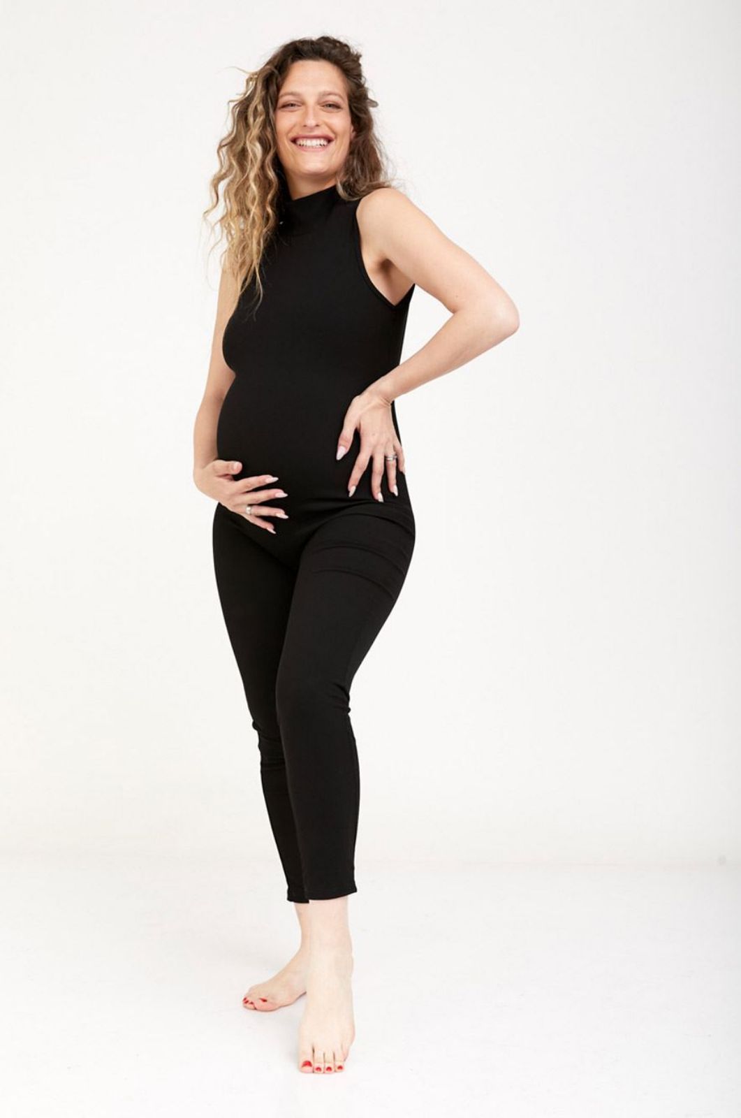 אוברול ריב להריון גב חשוף שחור