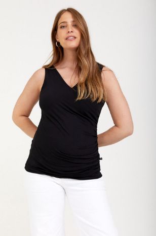 גופיית מעטפת להריון והנקה שחורה