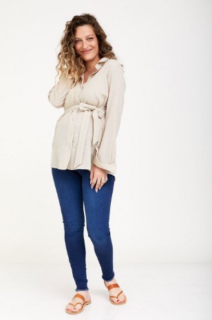 חולצת הריון לינדה פשתן אבן