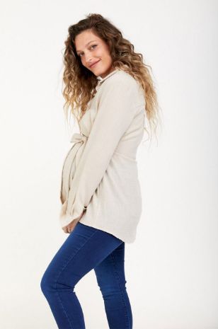 חולצת הריון לינדה פשתן אבן