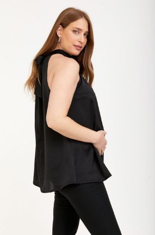 חולצת הריון צווארון קשר שחורה	
