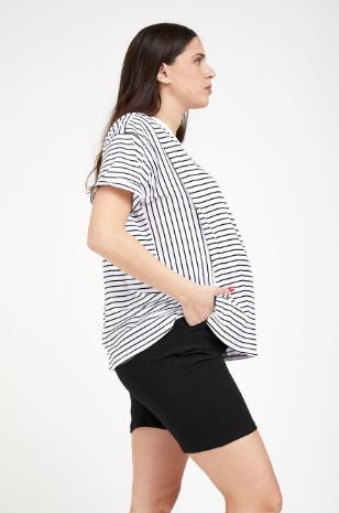 חולצת הנקה רוכסנים לבן פס שחור