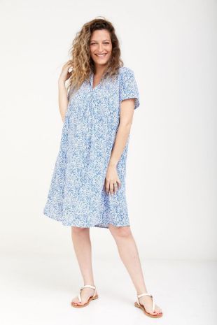 שמלה להריון אודיה תכלת מודפס