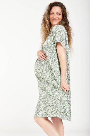 שמלה להריון אודיה ירוק מודפס