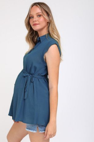 חולצה גברית מכופתרת להריון ש.קצר ג'ינס