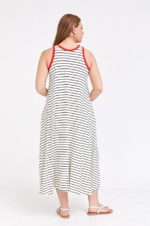 שמלת הריון ליבי שמנת פס שחור