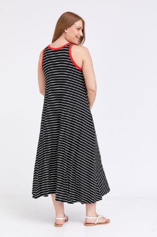 שמלת הריון ליבי  שחור פס שמנת