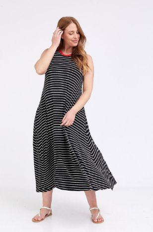שמלת הריון ליבי  שחור פס שמנת