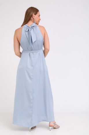 שמלת הריון קרול שחורה תכלת בהיר