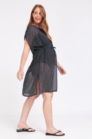 שמלת חוף להריון מאטירה שחור מודפס